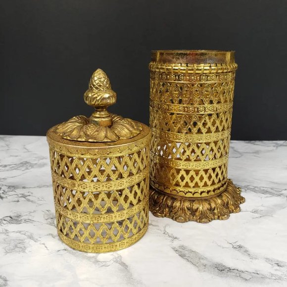 Hollywood Regency Vanity Hair Spray Can Holder Vintage - Picture 4 of 8